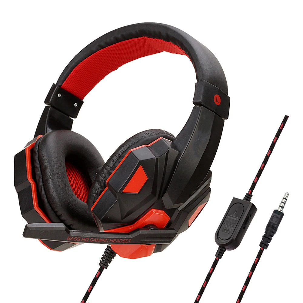 Headphone 3.5mm Wired Gaming Headset Earphones Music For Computer With Mic Headset Stereo Svirtual Surround Bass LED Light Gamer