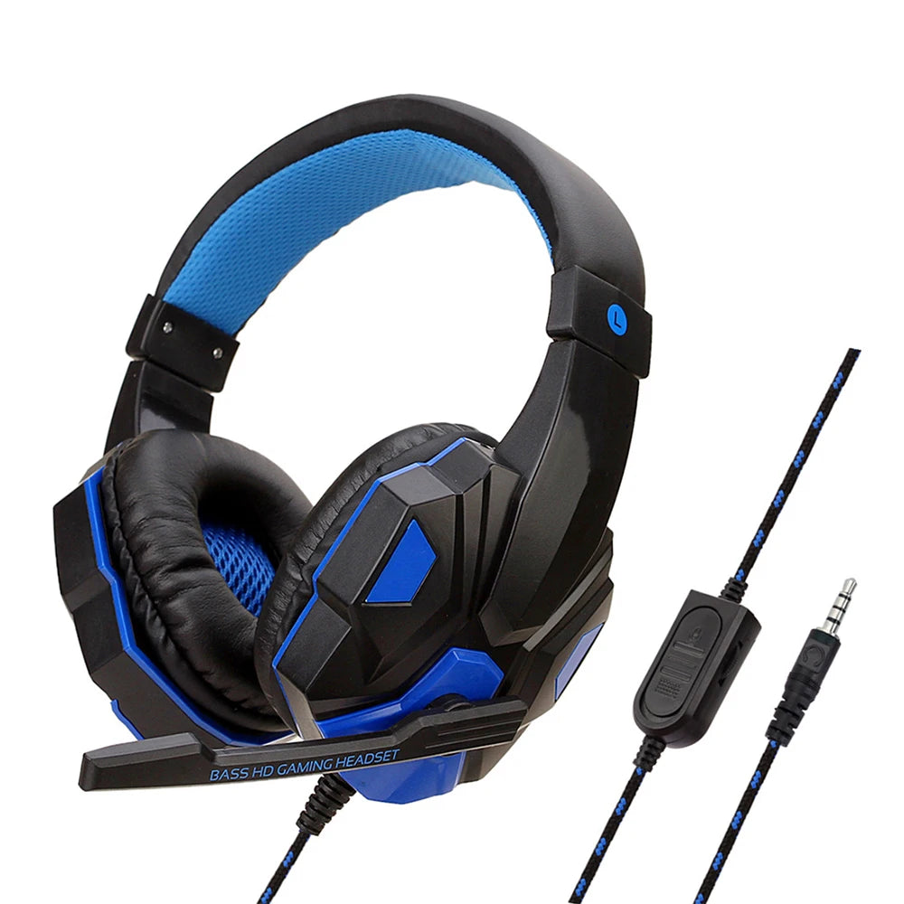 Headphone 3.5mm Wired Gaming Headset Earphones Music For Computer With Mic Headset Stereo Svirtual Surround Bass LED Light Gamer