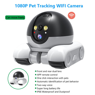 1080P Pet Tracking WIFI Camera Home Security Protection Surveillance Camera Mobile APP Remote Control Baby Pet Monitor Robot Cam