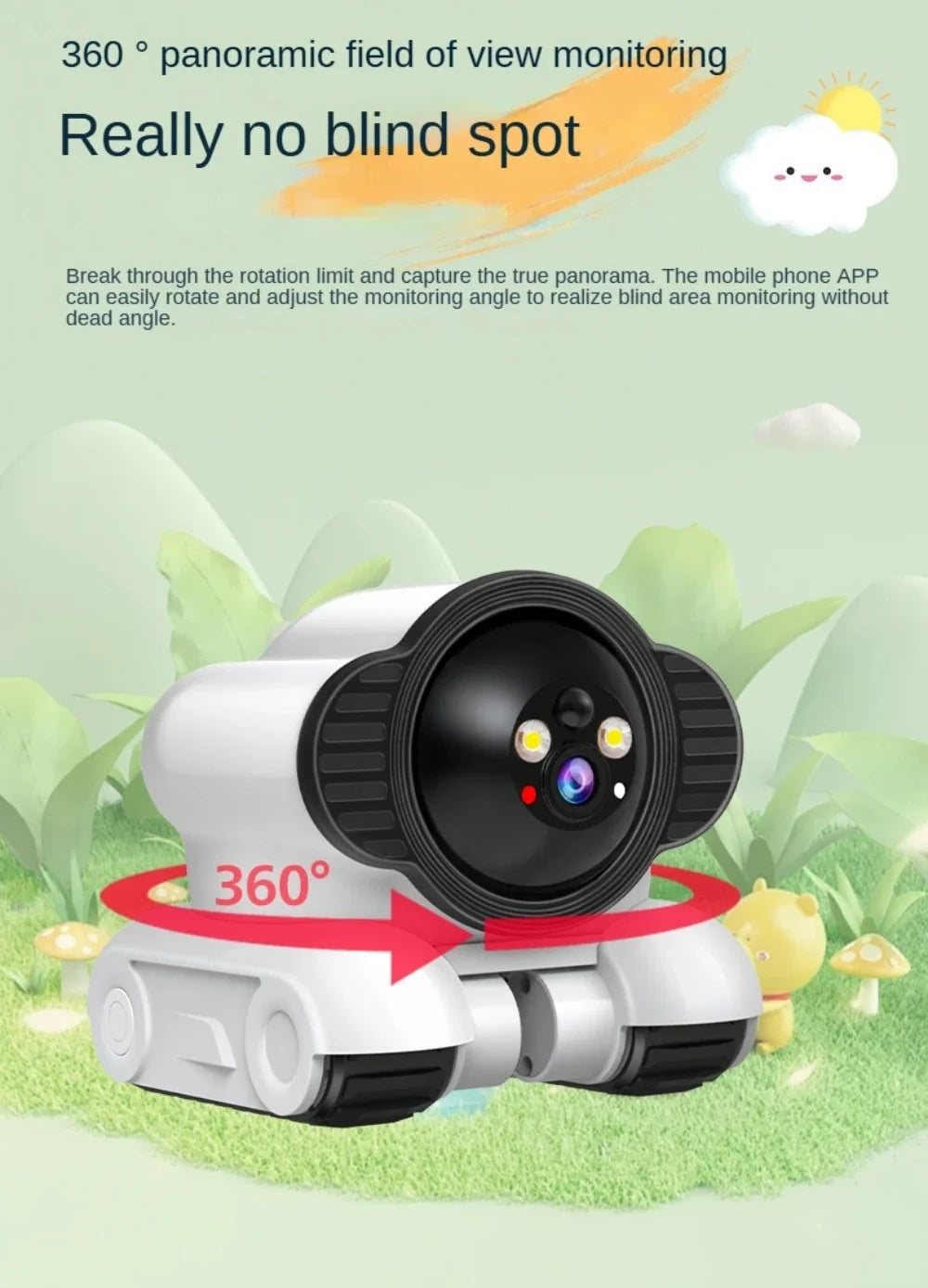 2MP Wifi Security Camera Indoor HD Baby Monitor Smart Home Surveillance Robot PTZ Camera Auto Tracking Night Vision Pet Monitor