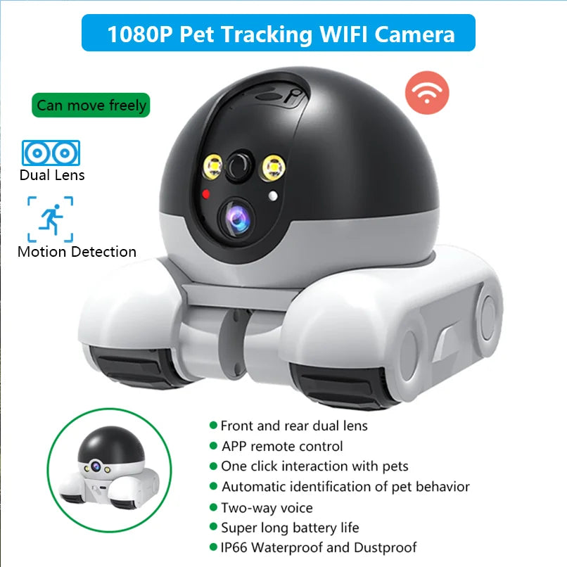 1080P Pet Tracking WIFI Camera Home Security Protection Surveillance Camera Mobile APP Remote Control Baby Pet Monitor Robot Cam